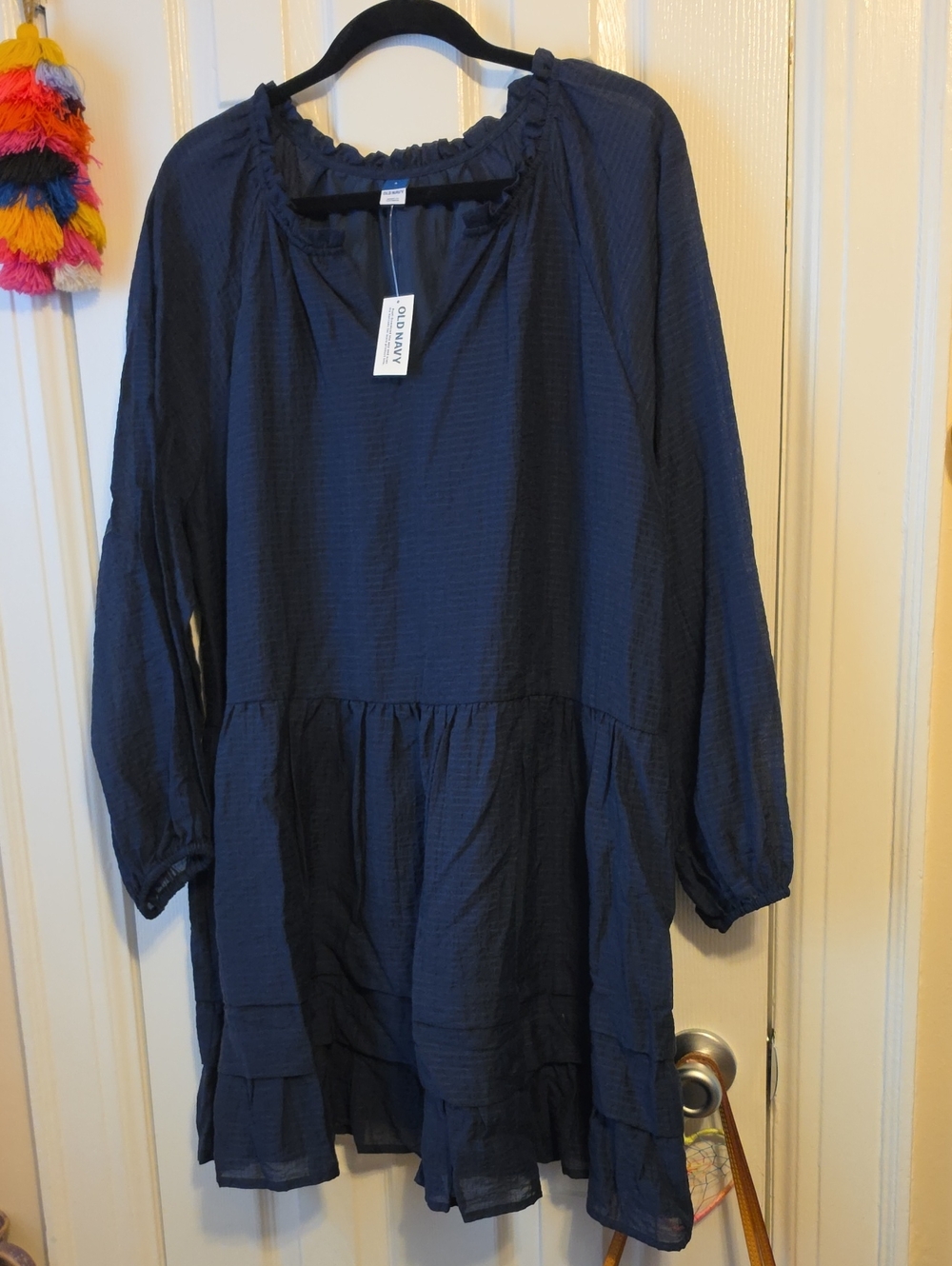 NWT Old Navy Navy Blue Tiered Long-Sleeve Dress
